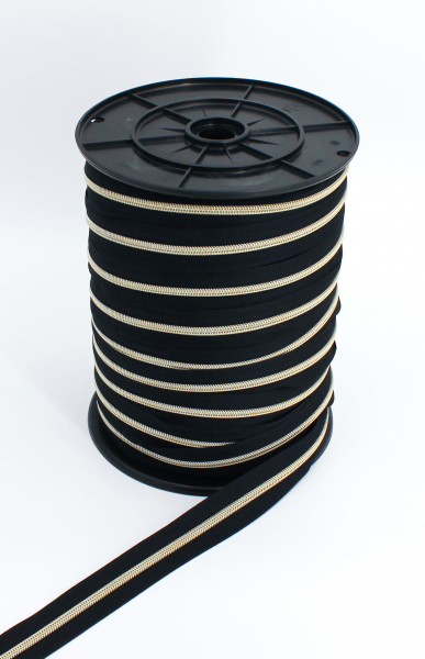 Endlosreißverschluss metallisiert schwarz/ eisgold (1m)